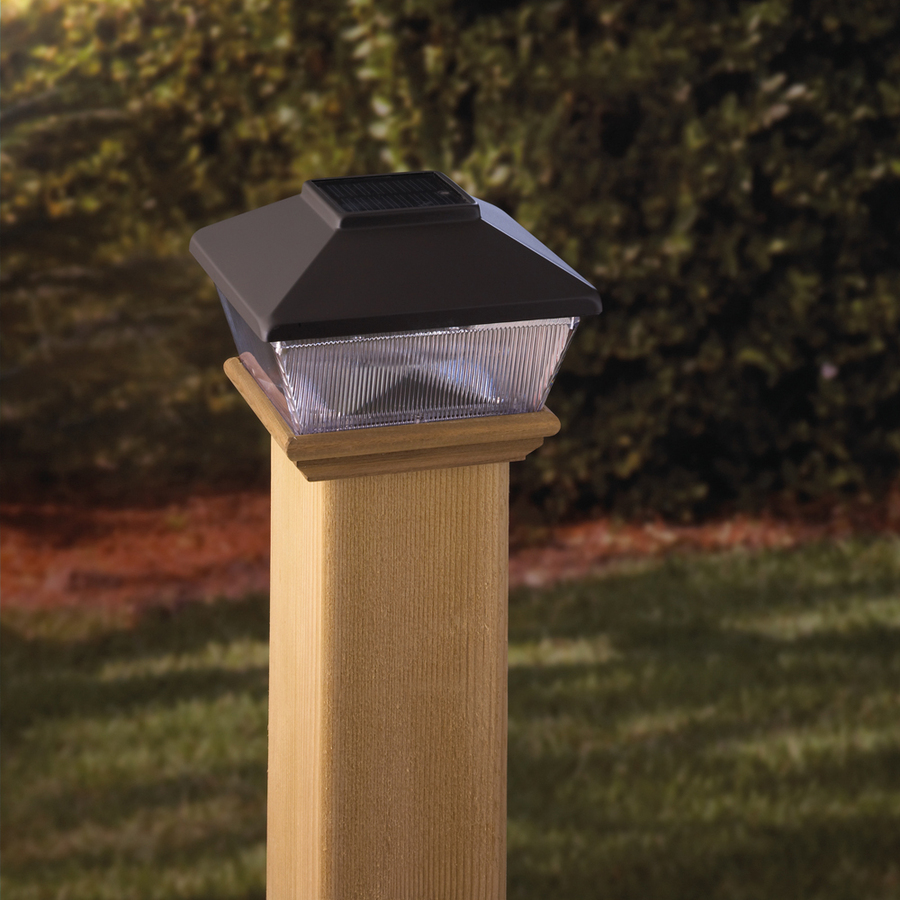 4x4 Black Solar LED Post Cap with Pressure-Treated Base 90489282677 | eBay