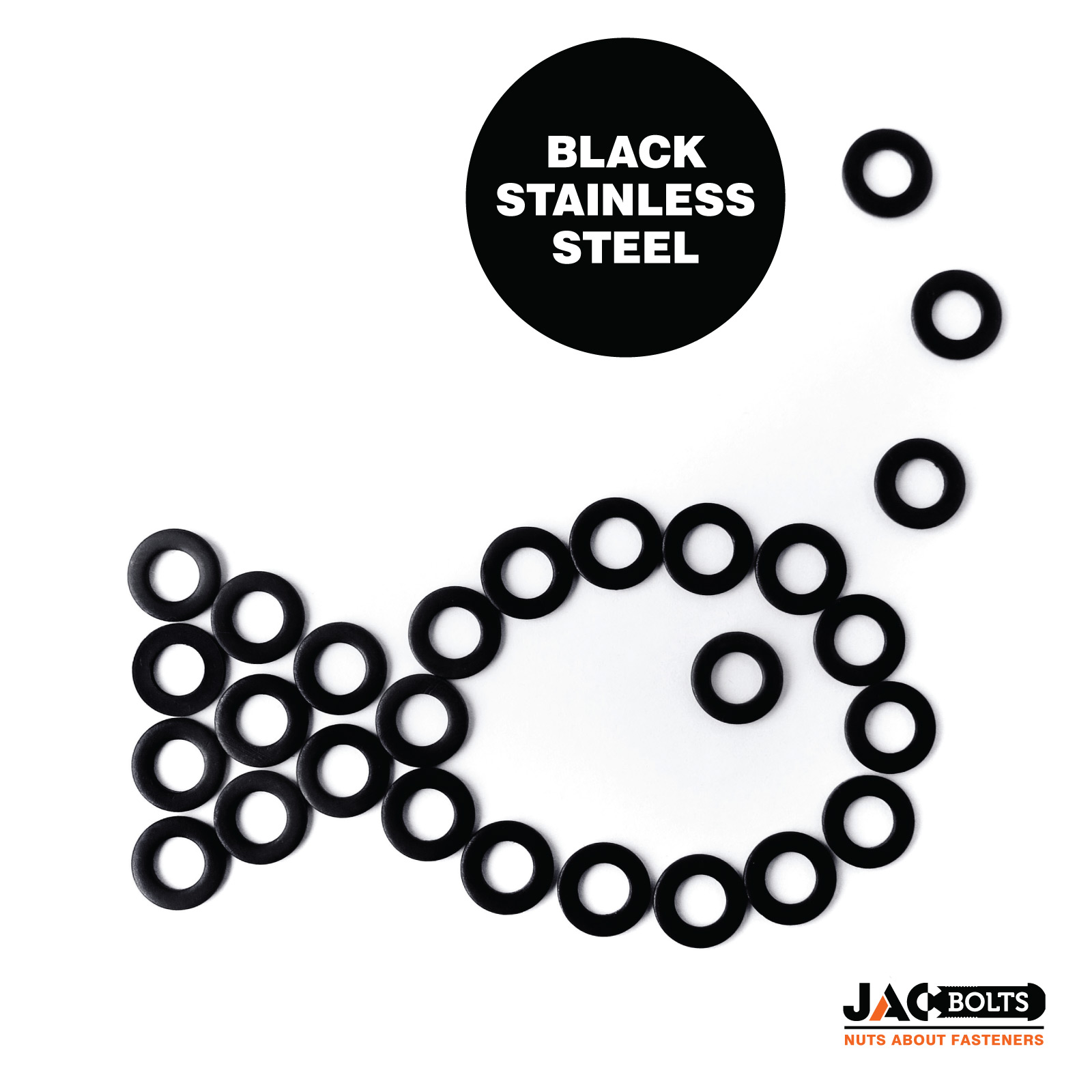 Black Stainless Steel Flat Washers (or penny washers) M3, M4, M5, M6